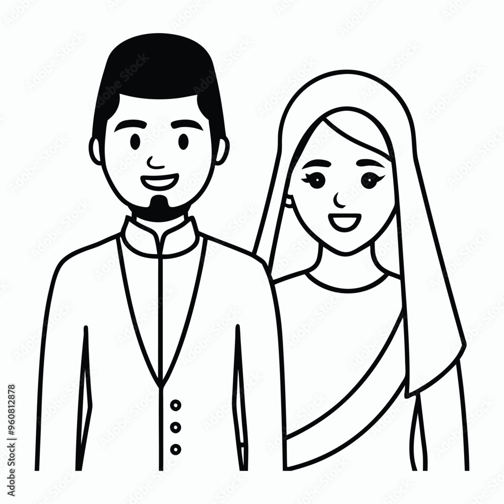 a cute pakistani couple in traditional illustration a cute pakistani couple in traditional illustration