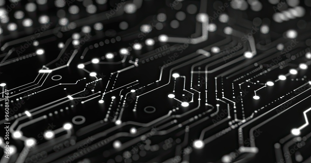 A close-up view of a circuit board showcasing intricate pathways and connections, emphasizing technology and electronic design. A close-up view of a circuit board showcasing intricate pathways and connections, emphasizing technology and electronic design.