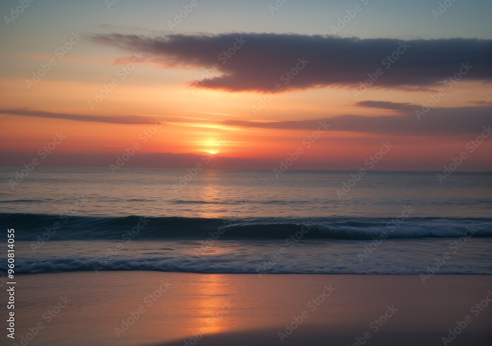Obraz premium Sunset Over Calm Ocean Waves