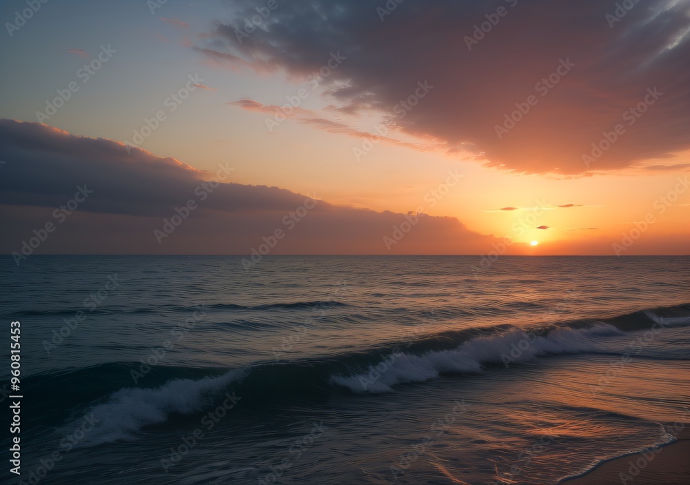 Sunset Over Calm Ocean Waves Sunset Over Calm Ocean Waves