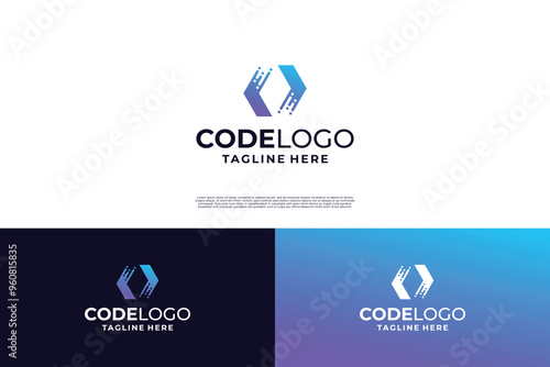 Data programming logo design. Data coding logo