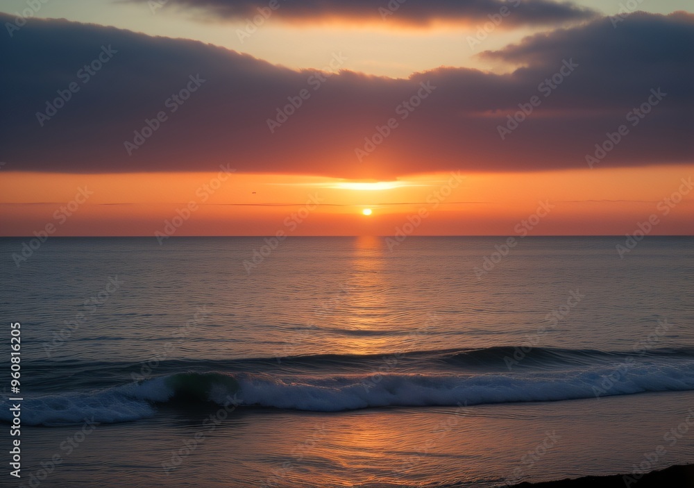 Obraz premium Sunset Over Calm Ocean Waves