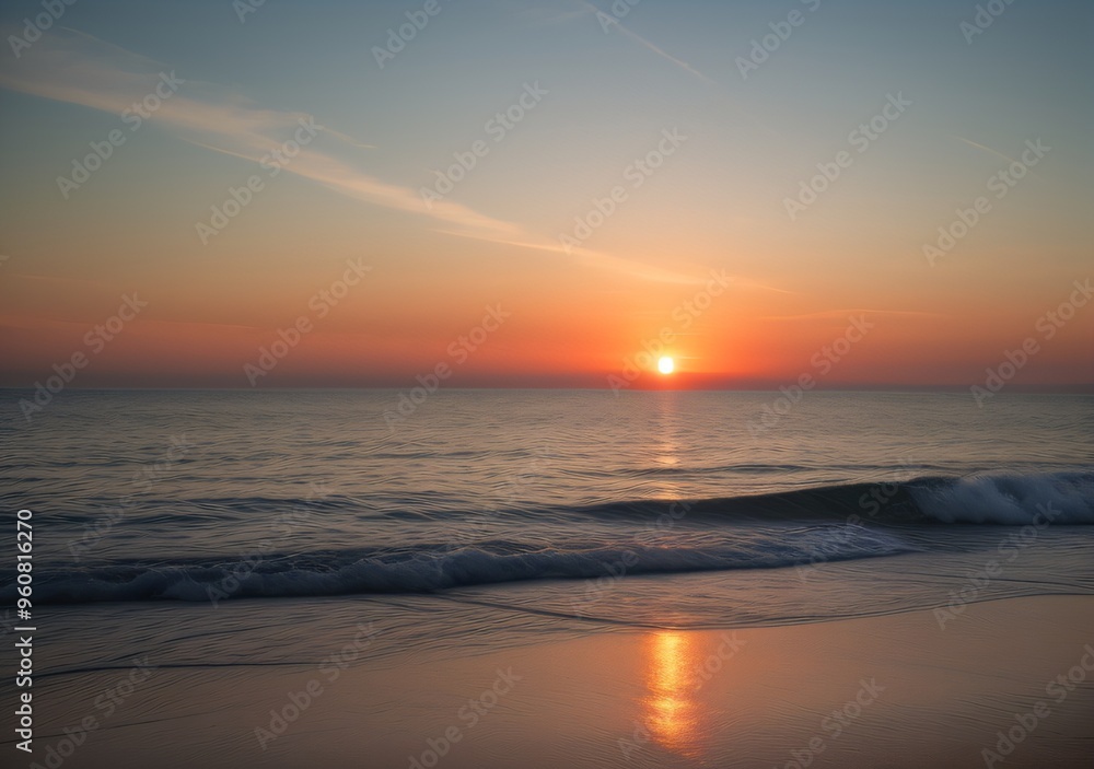 Obraz premium Sunset Over Calm Ocean Waves