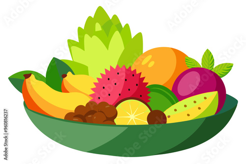  Fruit Bowl Featuring Exotic Rambutan and Starfruit A Tropical Delight photo