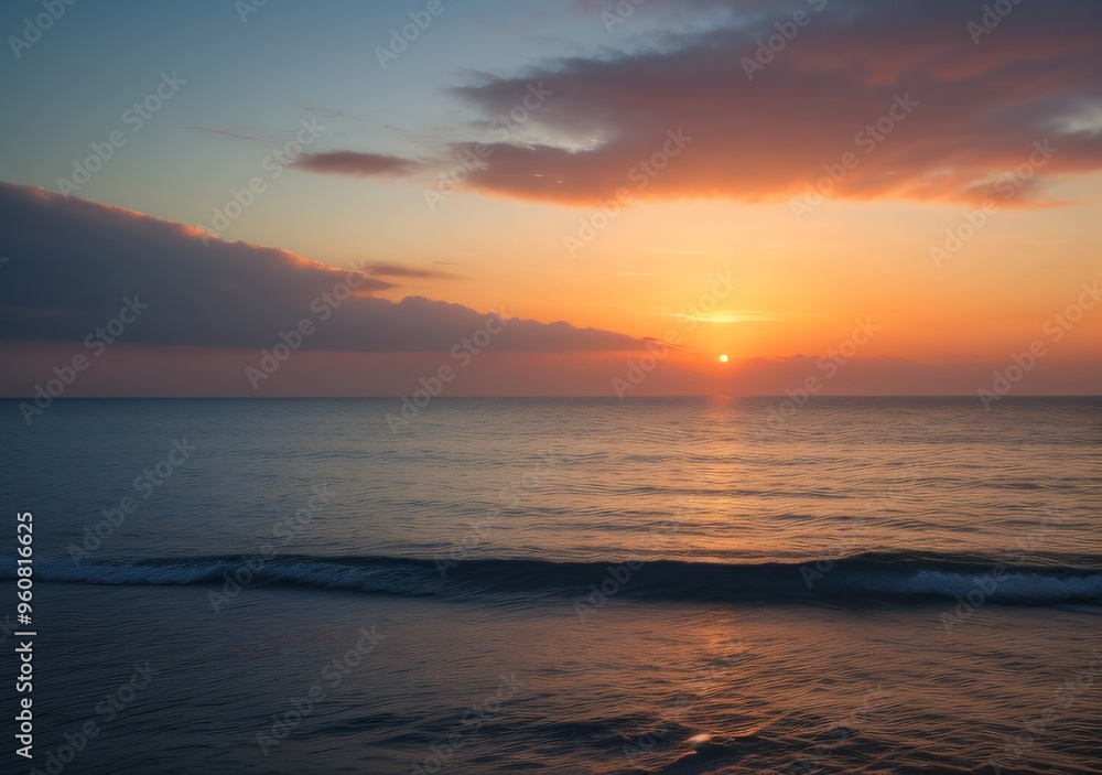 Obraz premium Sunset Over Calm Ocean Waves