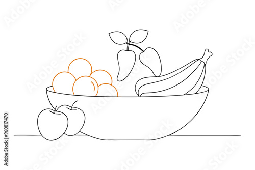 Fresh Fruit Bowl with Bananas, Oranges, and Grapes on Minimalist Background – Vibrant and Healthy Design photo