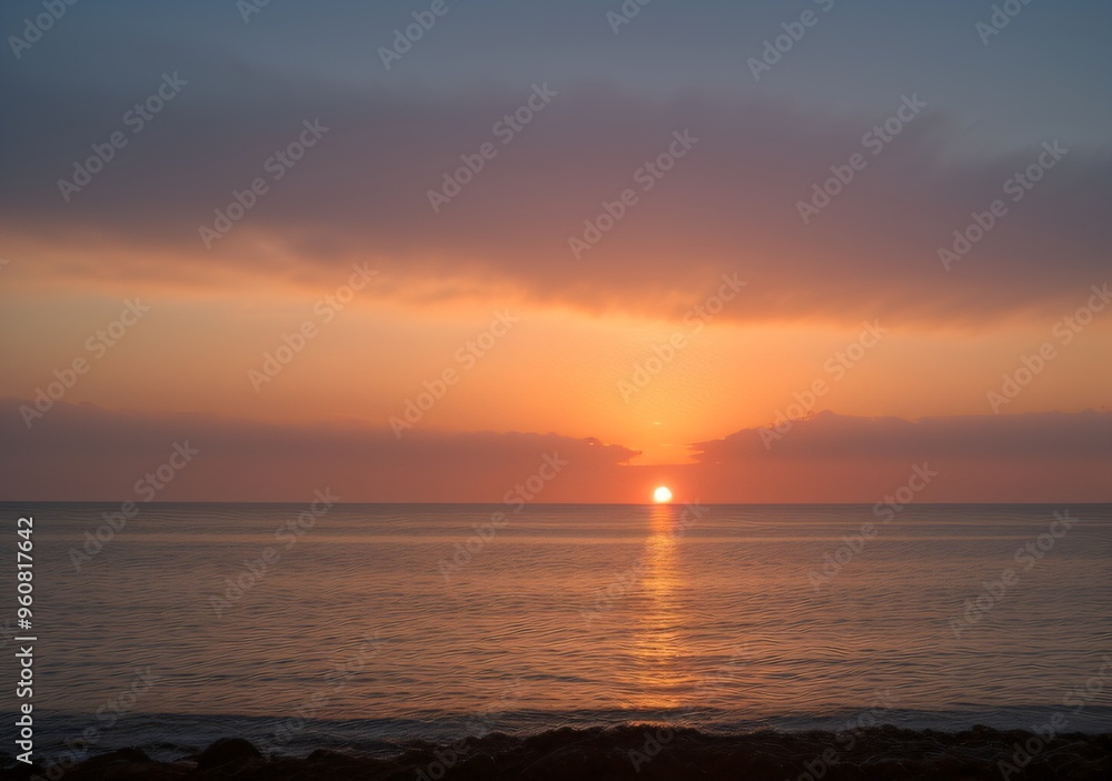 Obraz premium Sunset Over Calm Ocean Waves