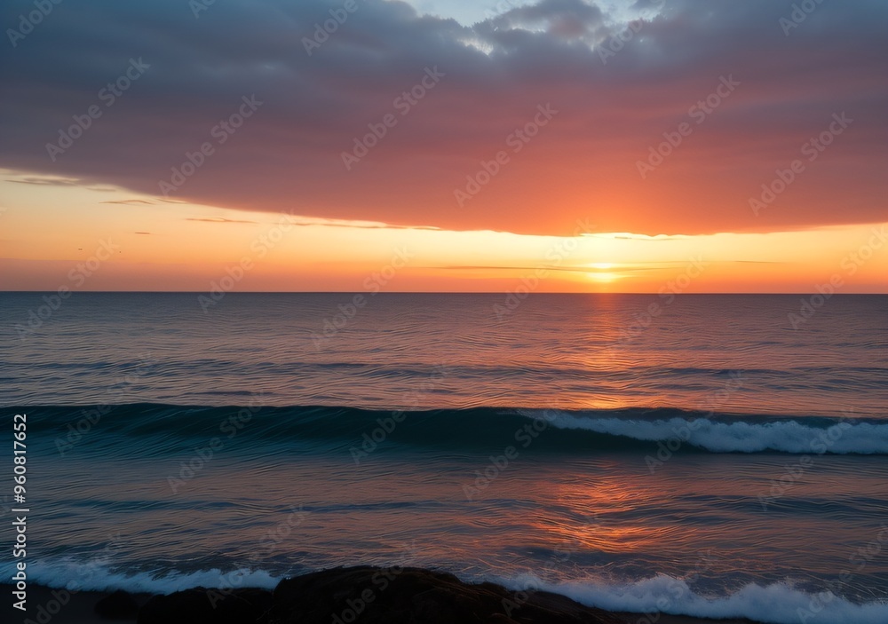 Sunset Over Calm Ocean Waves Sunset Over Calm Ocean Waves
