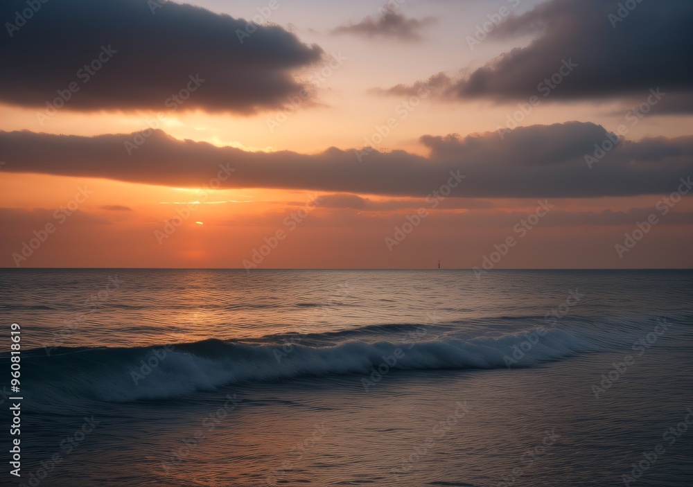 Fototapeta premium Sunset Over Calm Ocean Waves