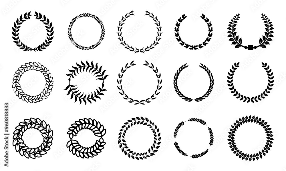 Laurel wreaths set. Collection of laurel wreaths. Vector illustration Laurel wreaths set. Collection of laurel wreaths. Vector illustration