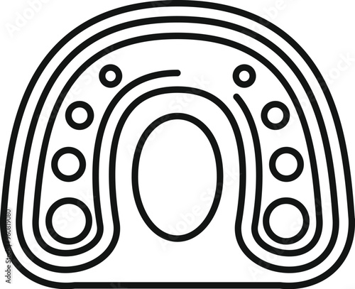 Line art icon of an orthopedic insole, highlighting its multi layered construction for effective flatfoot correction and support