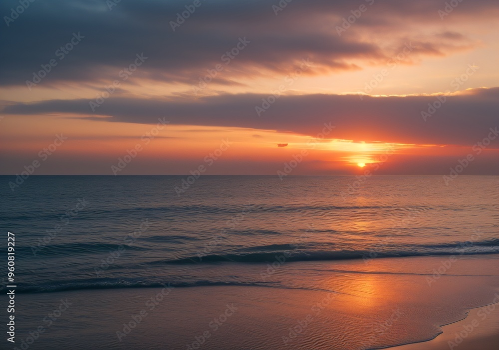 Fototapeta premium Sunset Over Calm Ocean Waves