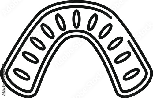 Mouth guard protecting teeth for boxing training, preventing injury icon outline vector