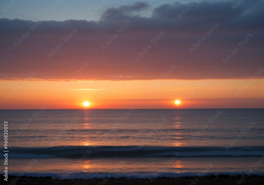 Sunset Over Calm Ocean Waves Sunset Over Calm Ocean Waves