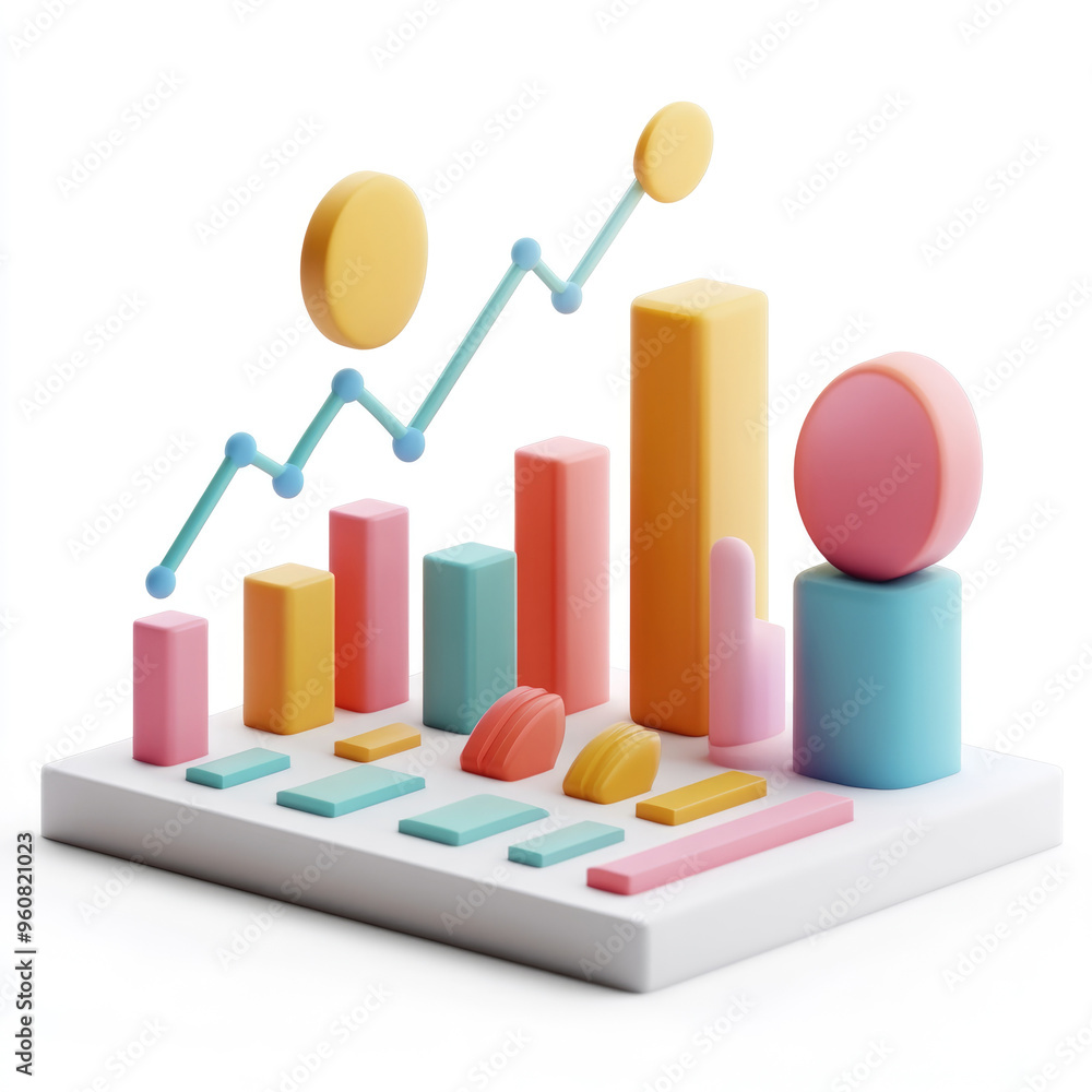 3D icon of a business chart, on a solid white background 3D icon of a business chart, on a solid white background