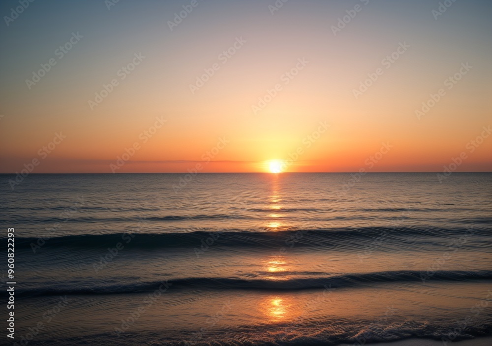 Obraz premium Sunset Over Calm Ocean Waves
