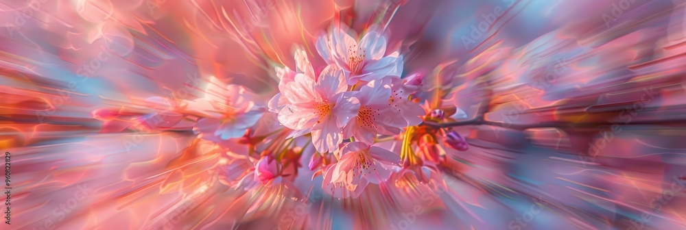 Spring Night Cherry Blossoms Vertical Image with Zoom Motion Blur 9:16 Aspect Ratio Long Exposure Spring Night Cherry Blossoms Vertical Image with Zoom Motion Blur 9:16 Aspect Ratio Long Exposure
