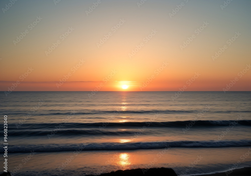 Sunset Over Calm Ocean Waves Sunset Over Calm Ocean Waves
