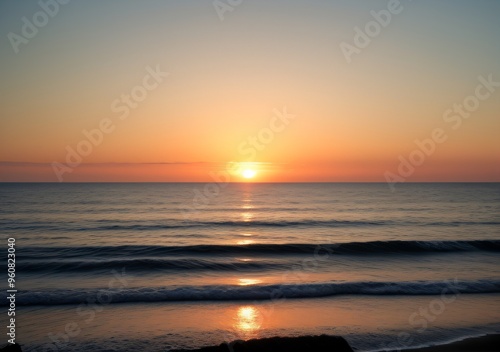Sunset Over Calm Ocean Waves