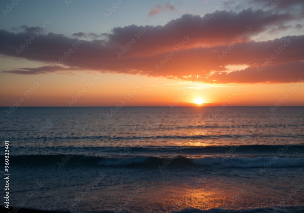Sunset Over Calm Ocean Waves Sunset Over Calm Ocean Waves