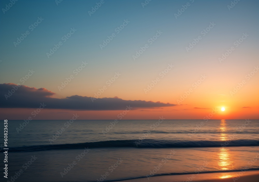 Fototapeta premium Sunset Over Calm Ocean Waves