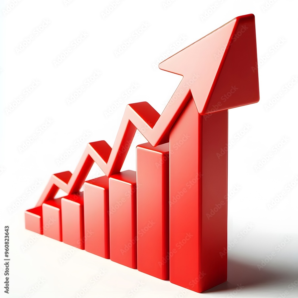 red arrow up line, target, isolate on a white background, 3d render, Growing Up red arrow up line, target, isolate on a white background, 3d render, Growing Up