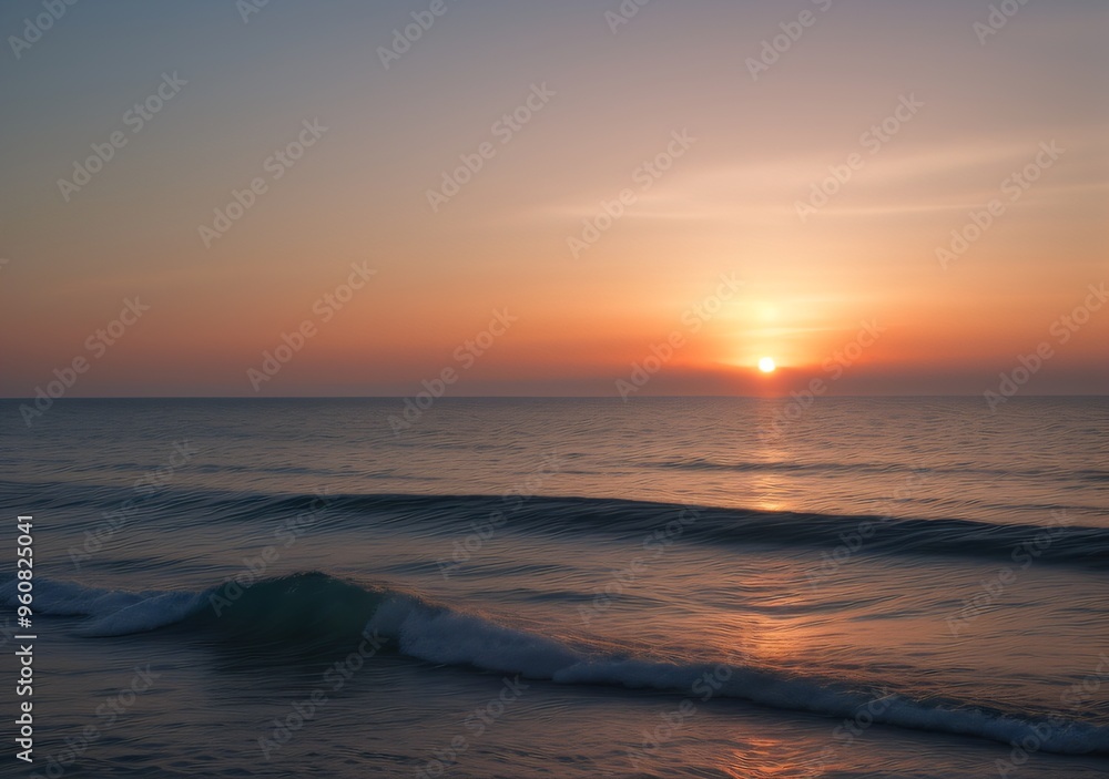 Fototapeta premium Sunset Over Calm Ocean Waves