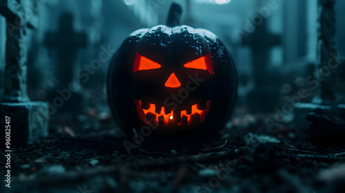 Wallpaper Mural Halloween Pumpkin Spooky Graveyard. Hallowenn Torontodigital.ca