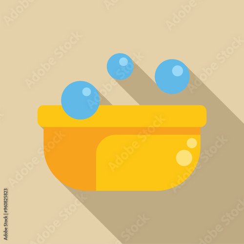 Yellow baby bathtub full of soap bubbles, perfect for representing bath time for your baby