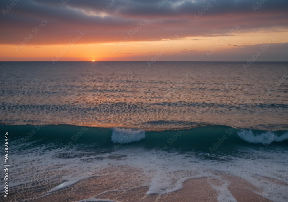 Obraz premium Sunset Over Calm Ocean Waves