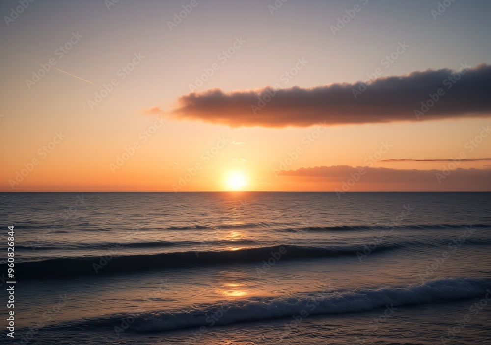 Fototapeta premium Sunset Over Calm Ocean Waves