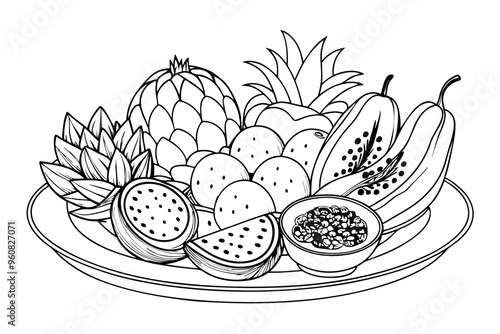 Tropical Fruit Plate Enjoy Mango, Papaya, and Dragon Fruit for a Refreshing Delight photo