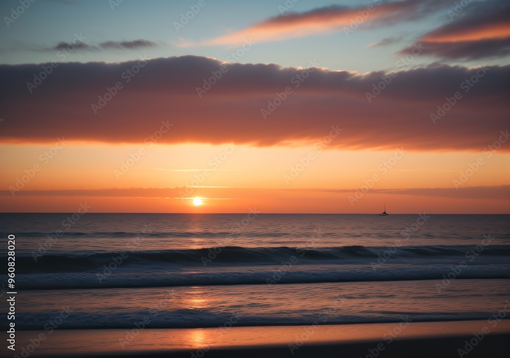 Obraz premium Sunset Over Calm Ocean Waves