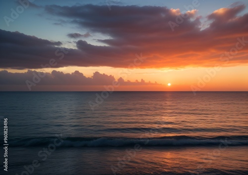 Sunset Over Calm Ocean Waves