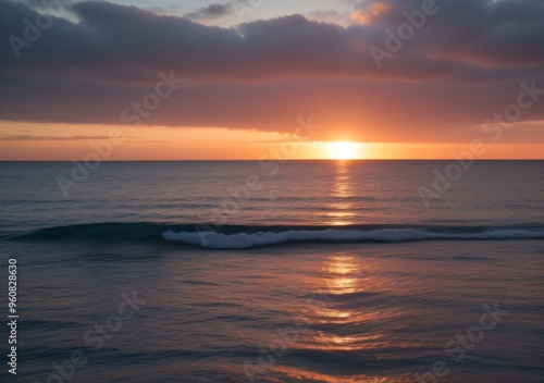 Sunset Over Calm Ocean Waves