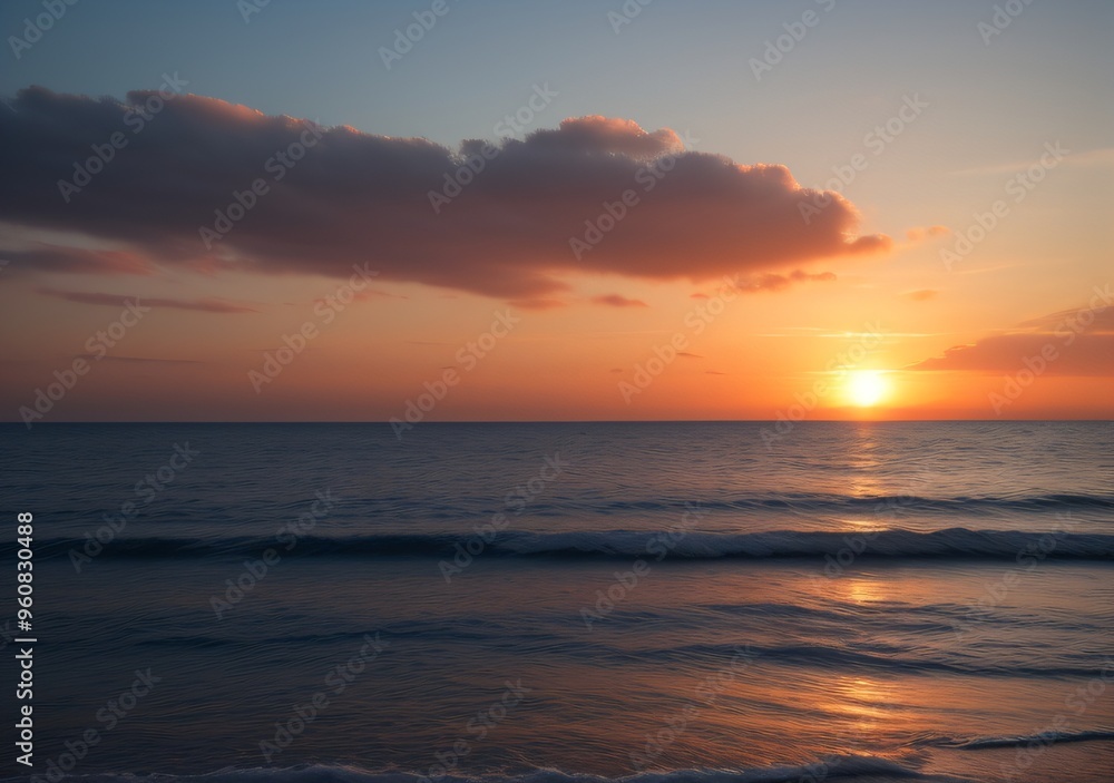 Obraz premium Sunset Over Calm Ocean Waves
