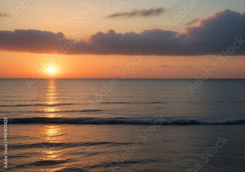 Sunset Over Calm Ocean Waves