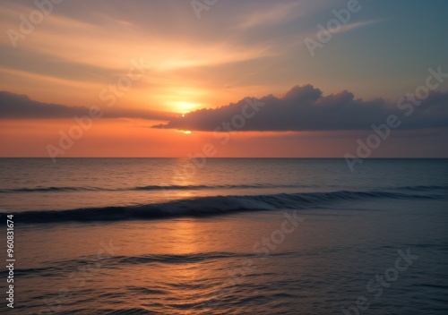 Sunset Over Calm Ocean Waves