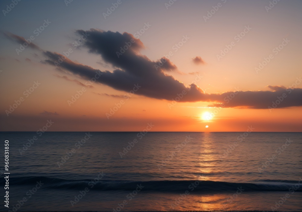 Fototapeta premium Sunset Over Calm Ocean Waves