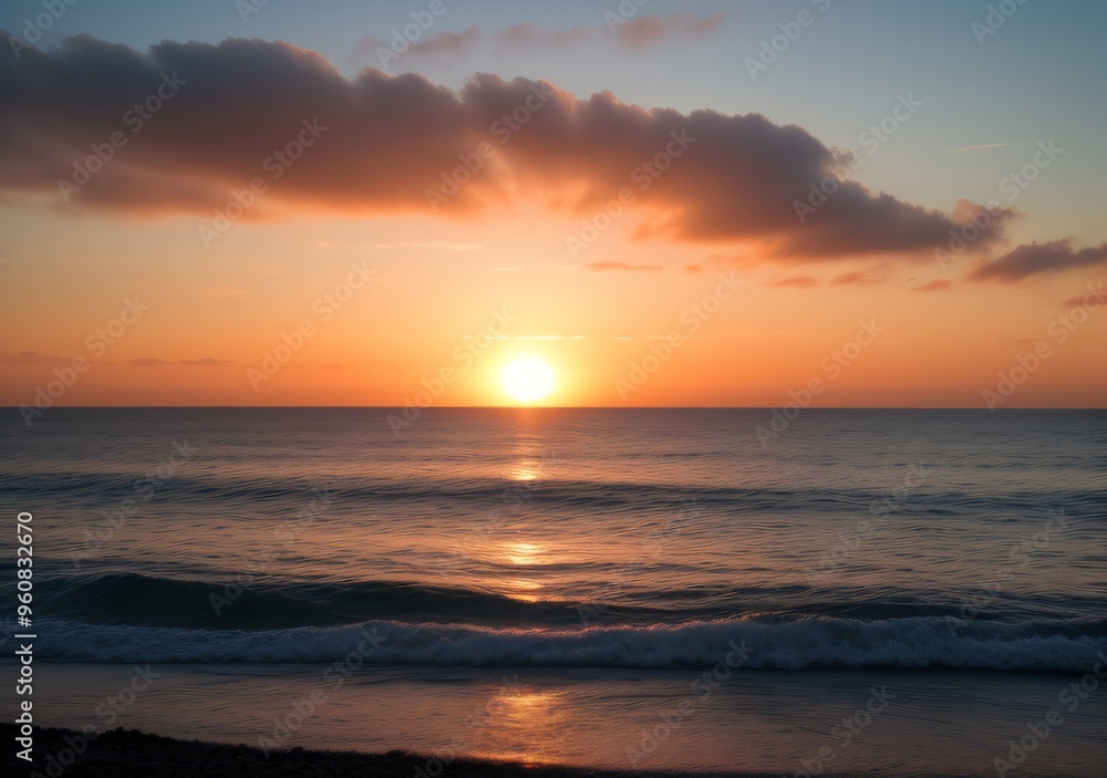 Obraz premium Sunset Over Calm Ocean Waves