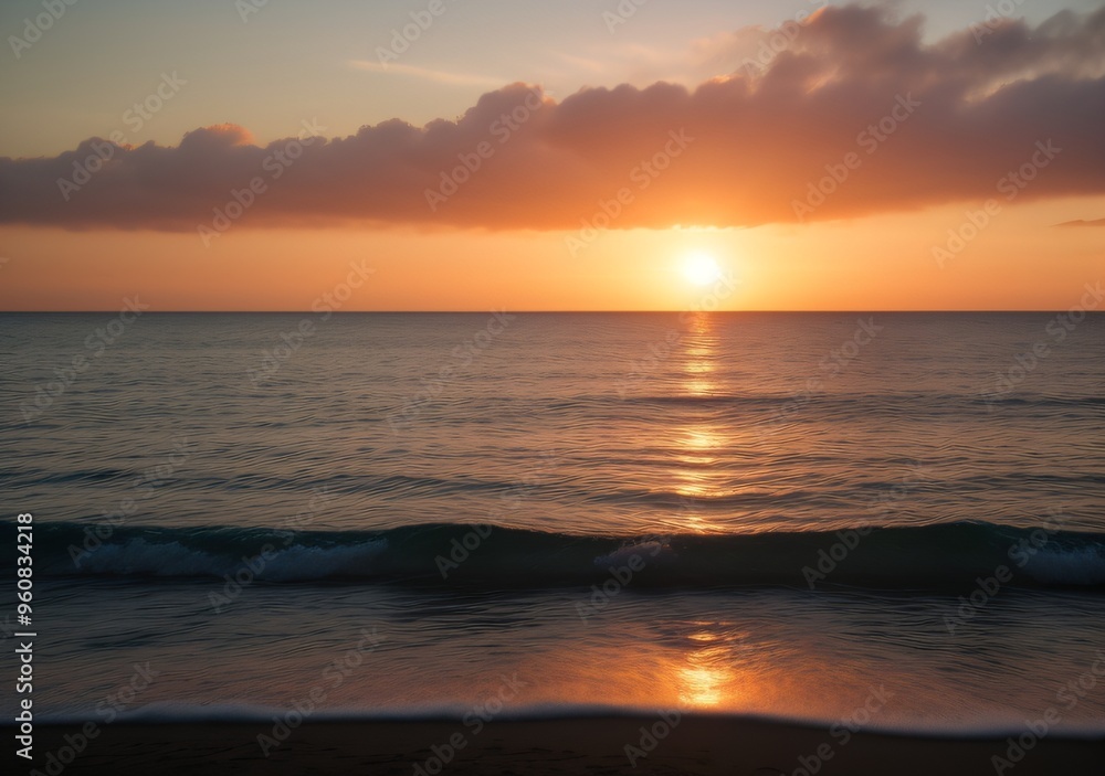Obraz premium Sunset Over Calm Ocean Waves