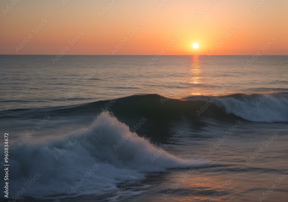 Obraz premium Sunset Over Calm Ocean Waves