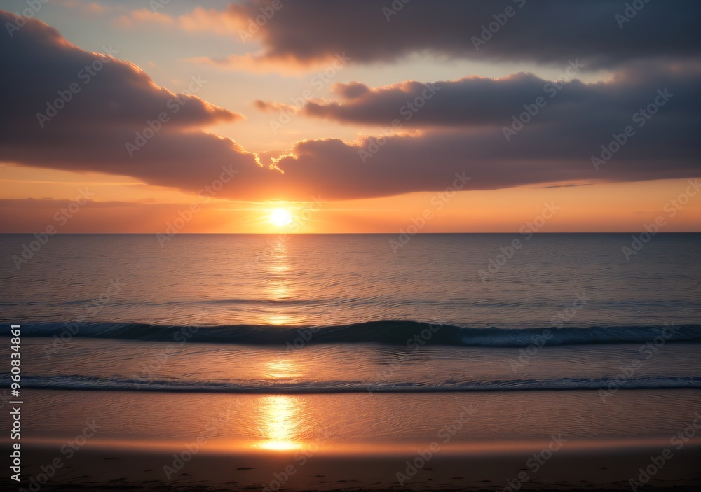 Obraz premium Sunset Over Calm Ocean Waves