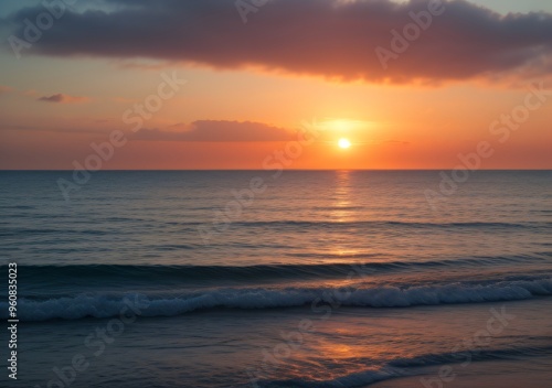 Sunset Over Calm Ocean Waves