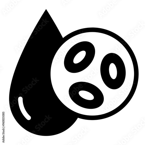 Red blood cell icon representing health and donation.