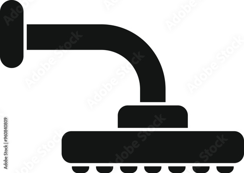 Simple black glyph representing a shower head spraying water, for bathroom and hygiene concepts