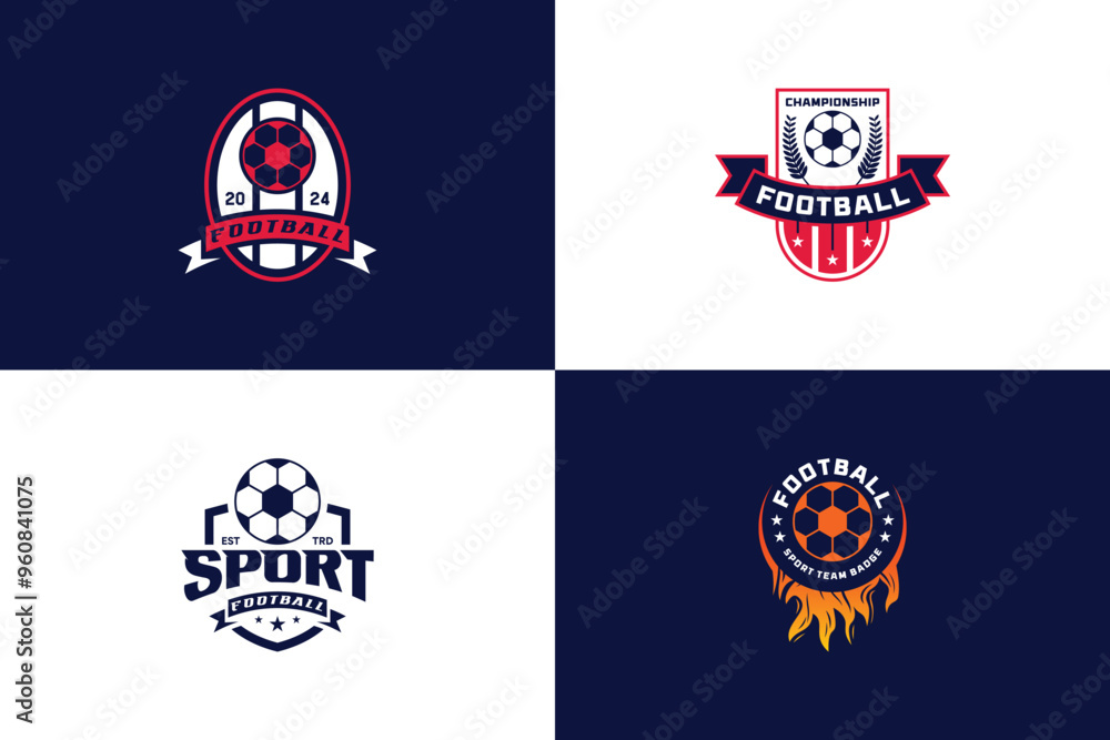 Naklejka premium Set of football emblem team logo design