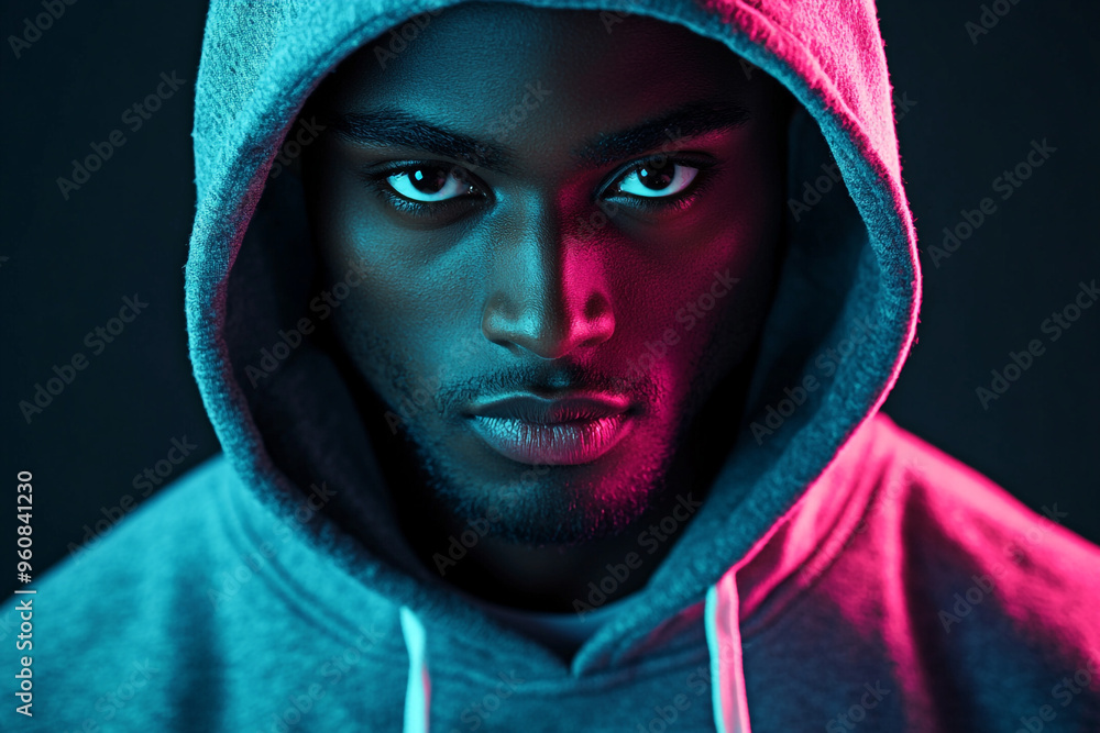 Stylish Gray Hoodie for Men with Solid Neon Aqua Modern Lifestyle Portrait in Chic Fashion Background Stylish Gray Hoodie for Men with Solid Neon Aqua Modern Lifestyle Portrait in Chic Fashion Background