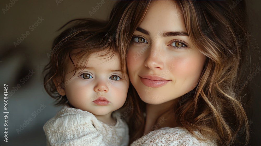 A mother and her young daughter look lovingly at the camera. A mother and her young daughter look lovingly at the camera.