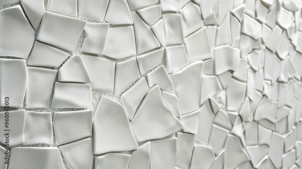 Versatile white ceramic mosaic surface for product display or composition. Versatile white ceramic mosaic surface for product display or composition.